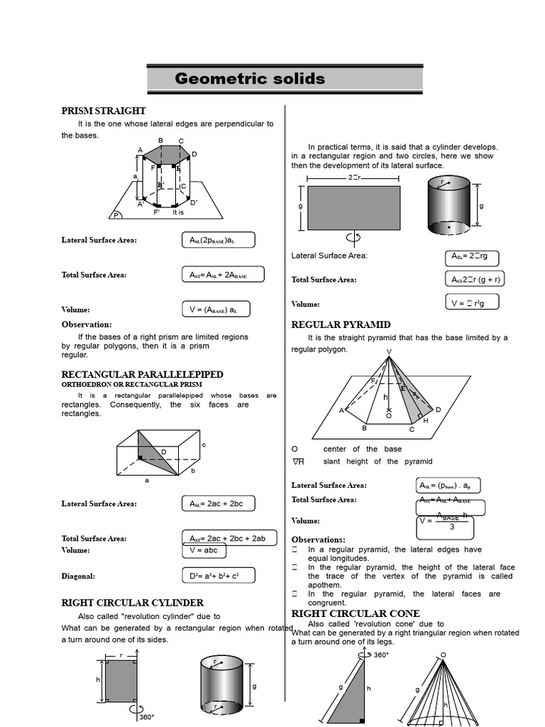 Geometric Solids | PDF | Area | Sphere