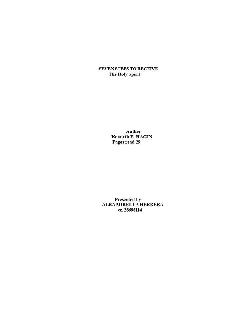 Seven Steps to Receive the Holy Spirit | PDF | Holy Spirit | Prayer