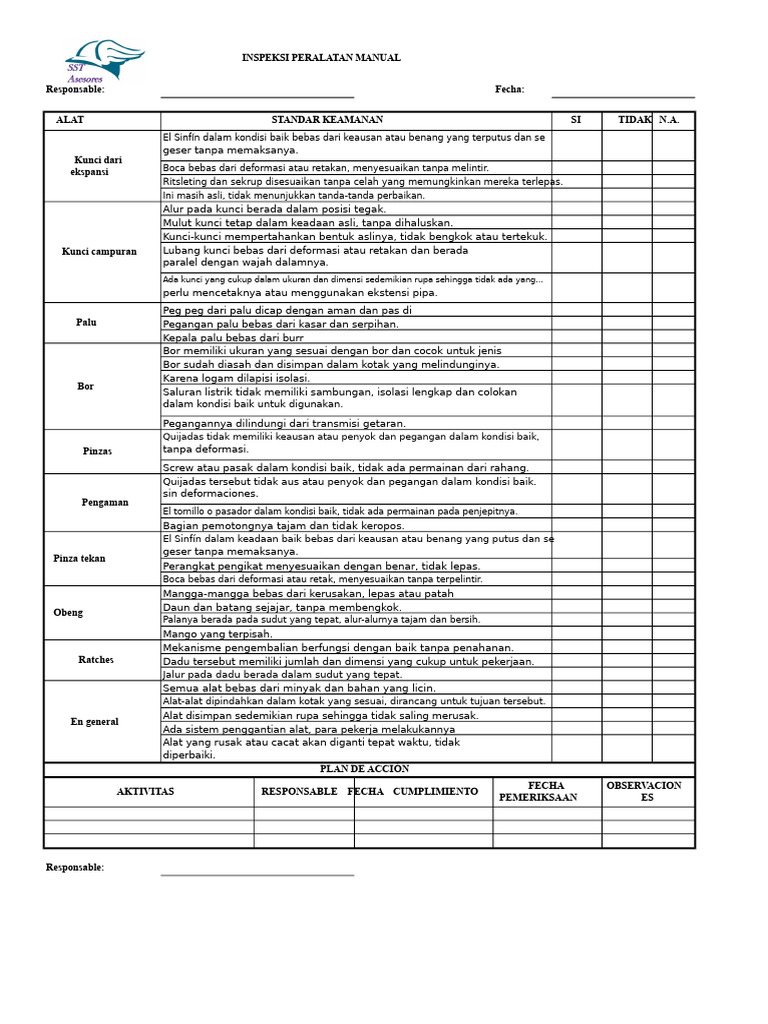 Inspeksi Keamanan Peralatan Manual | PDF