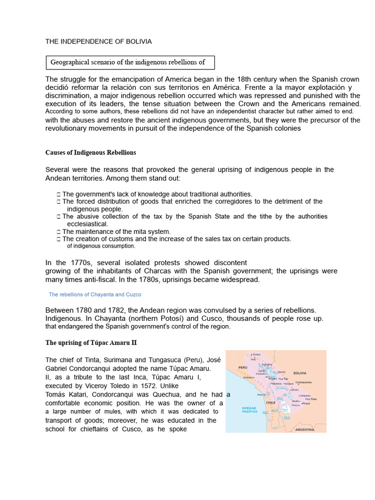 Independence of Bolivia | PDF | Spanish Colonization Of The Americas ...