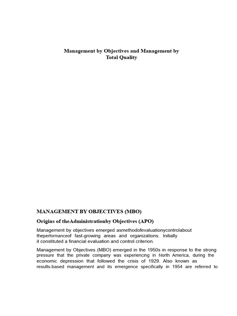 Understanding Management by Objectives (MBO) | PDF | Goal | Quality ...