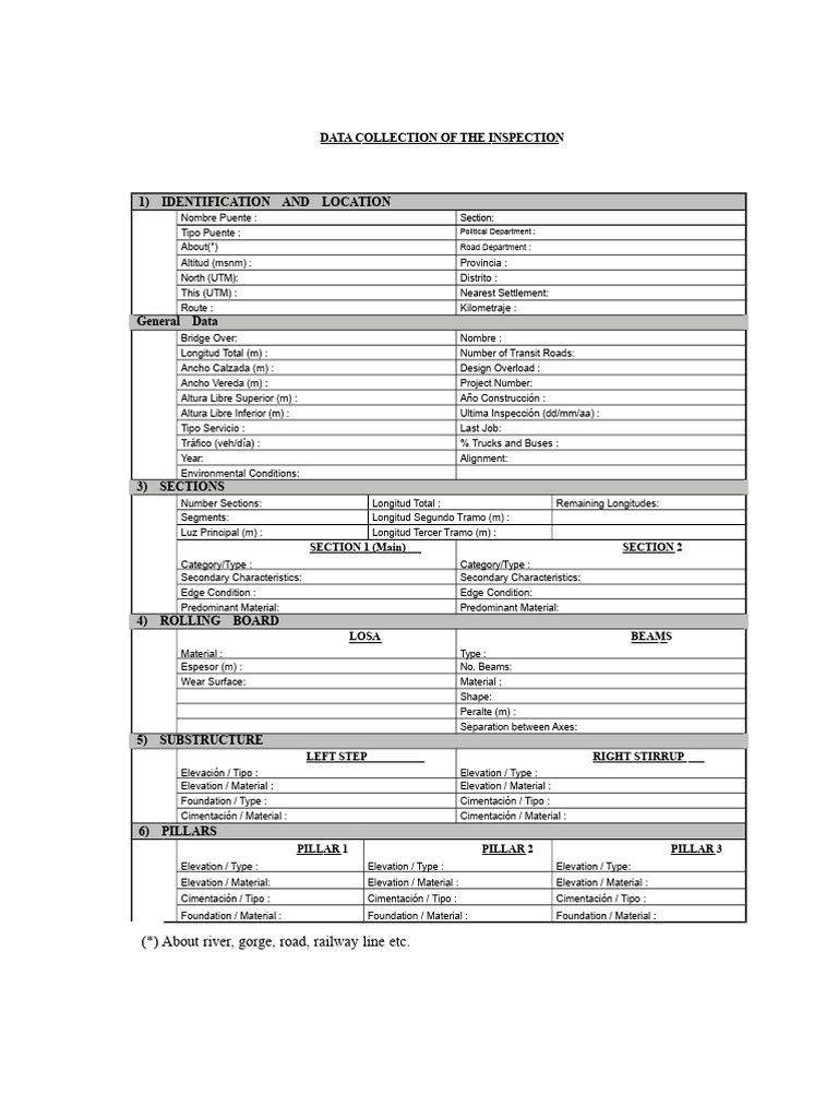 Bridge Inspection Sheet | PDF | Civil Engineering
