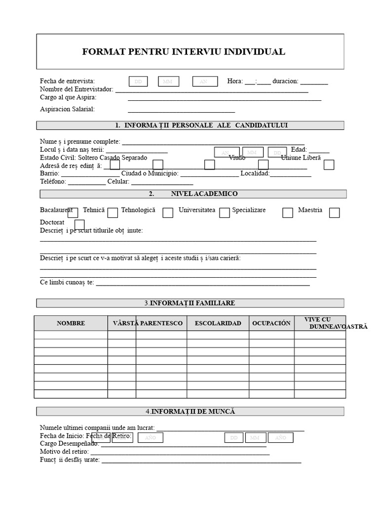Format de Interviu Individual | PDF
