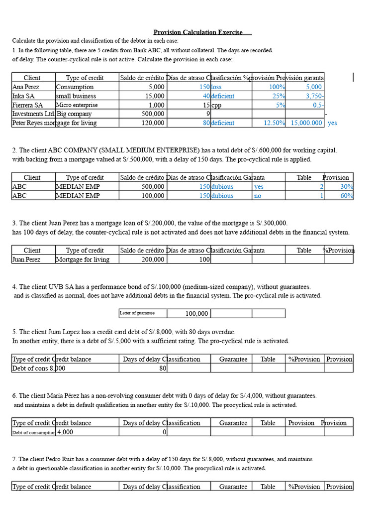 Exercises On Provisions | PDF | Credit | Finance & Money Management