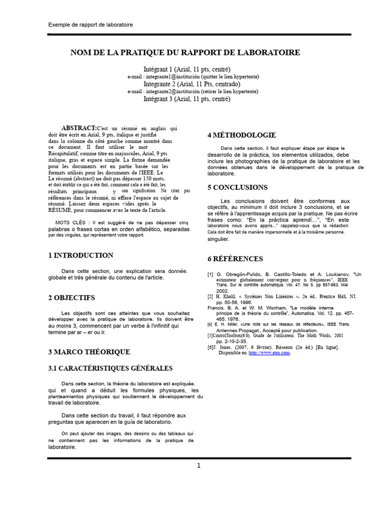 Rapport de laboratoire : méthodologie et conclusions | PDF