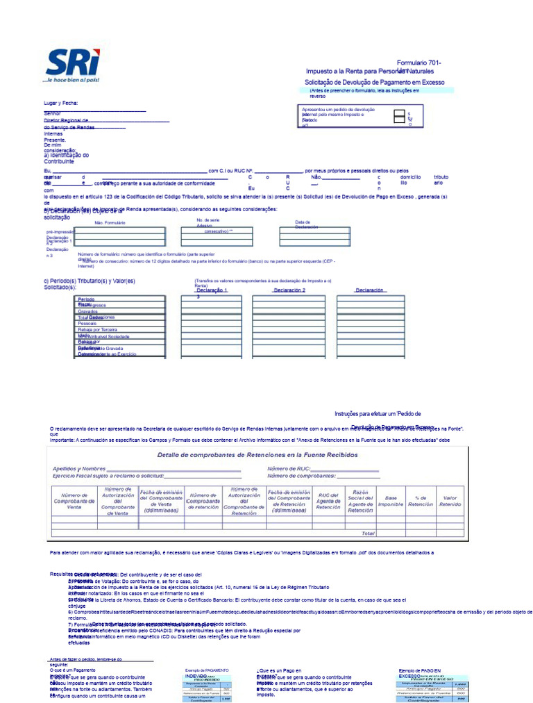 Formulário 701 Devolução | PDF | Impostos | Dinheiro