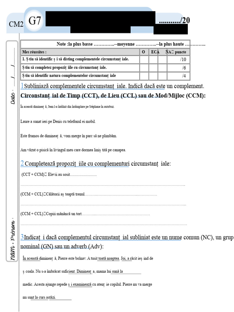 G7Eval Complementul Circumstanțial | PDF