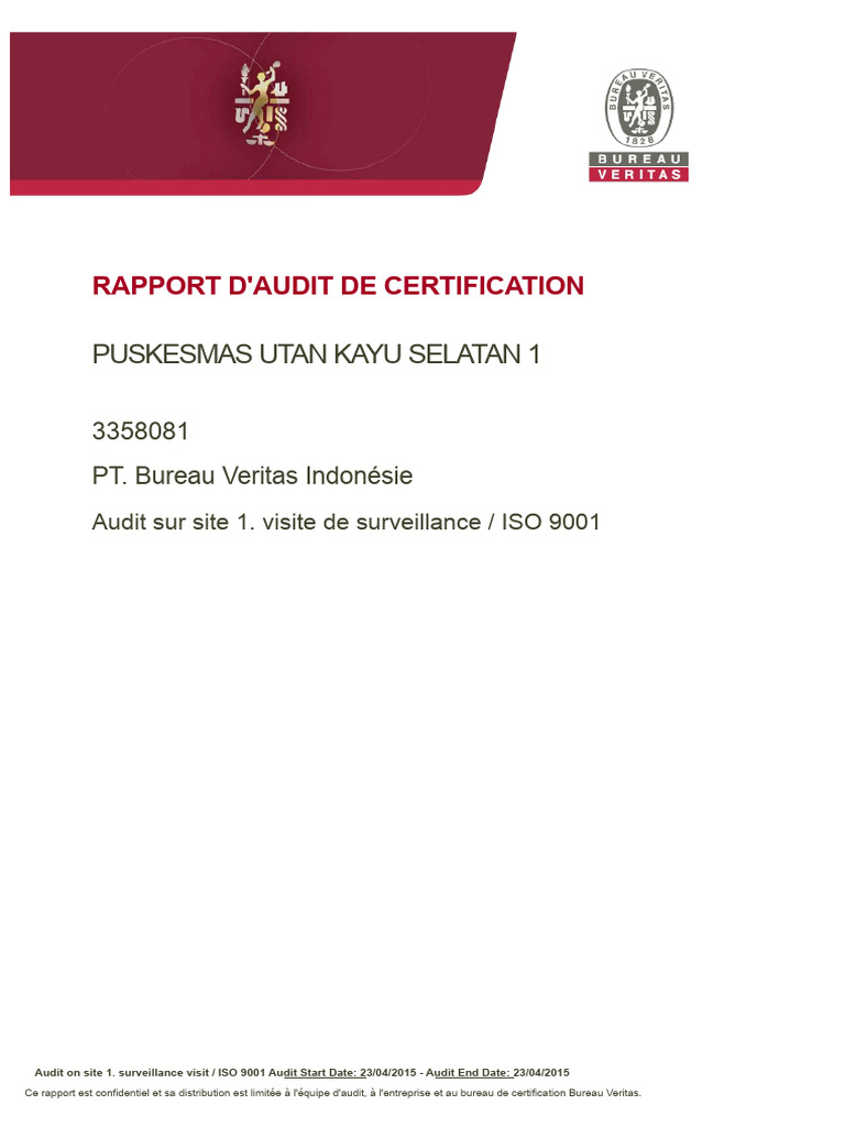 Rapport d'Audit ISO 9001 Puskesmas 2015 | PDF | Audit | Système de ...