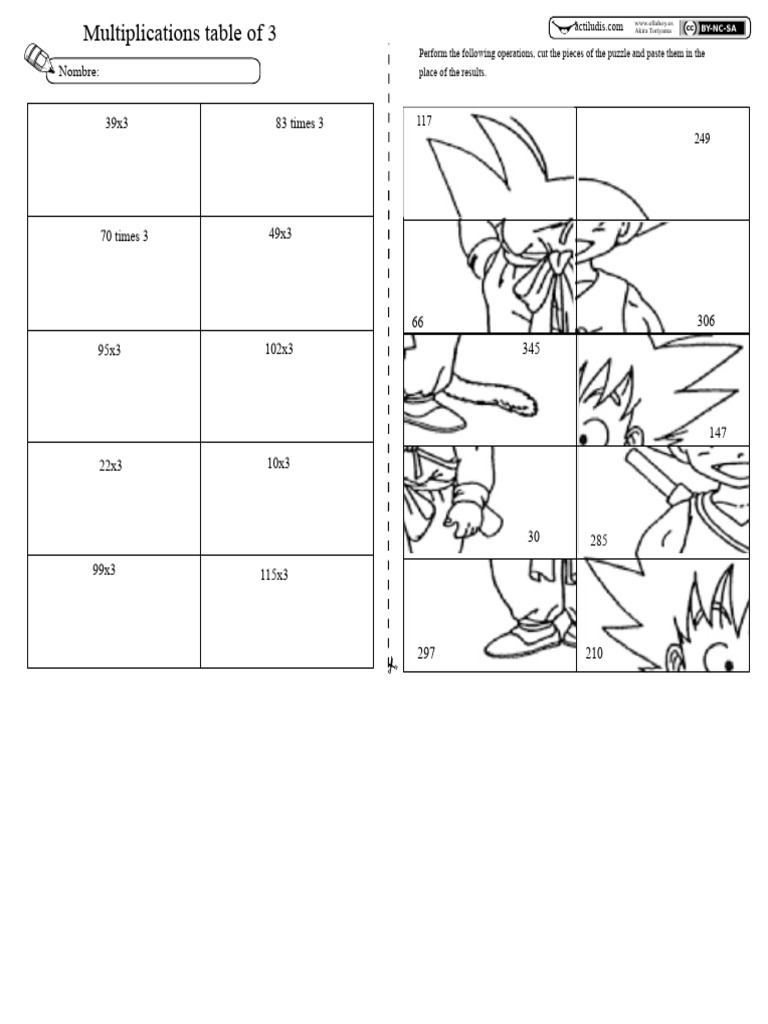 Multiplication Table of 3 Puzzle | PDF