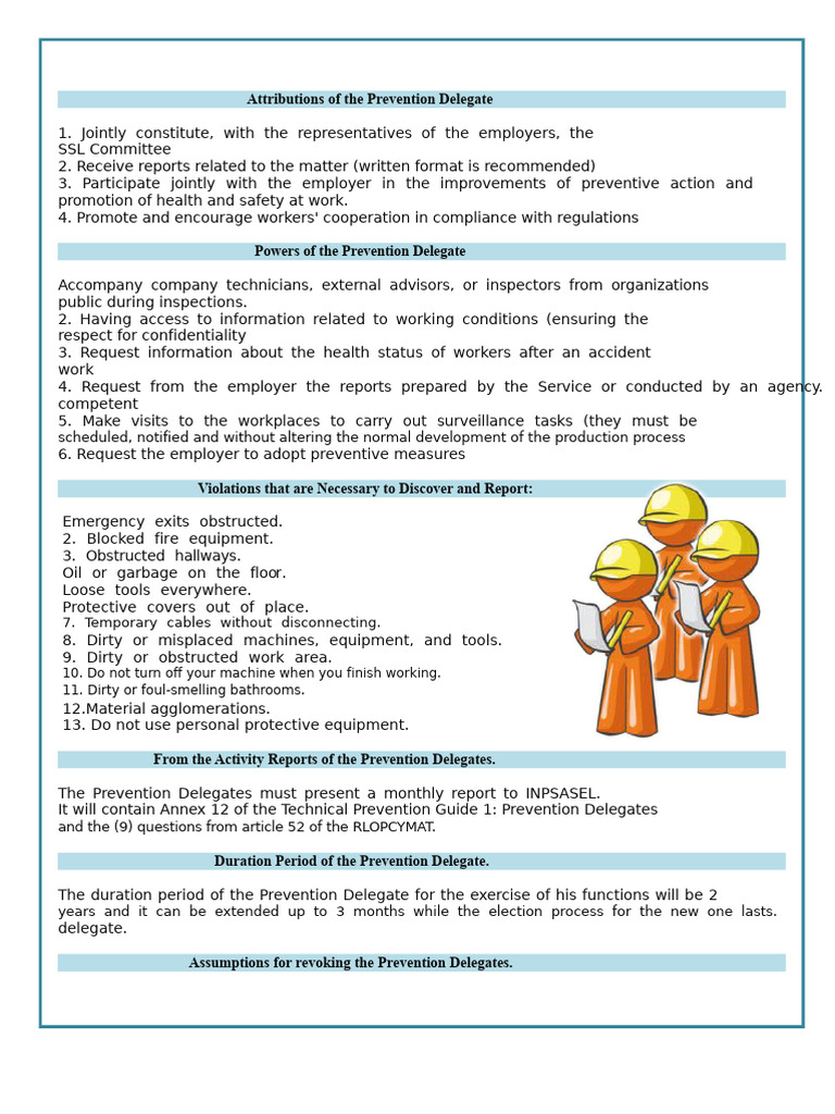 Roles and Powers of Prevention Delegates | PDF | Occupational Safety ...