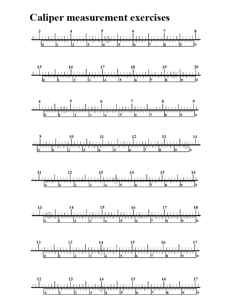 Caliper Measurement Exercises | PDF
