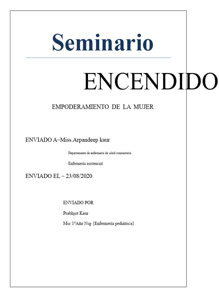 Seminario Sobre El Empoderamiento de Las Mujeres | PDF | Mujer ...