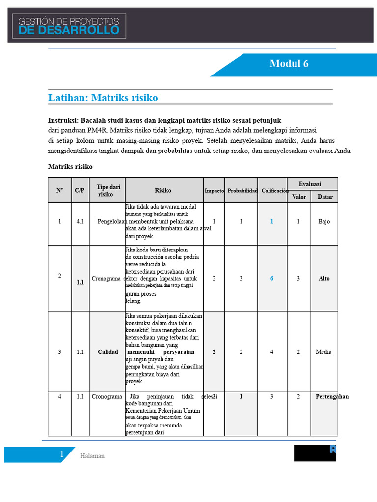 Modul 6 Tugas Matriks Risiko | PDF