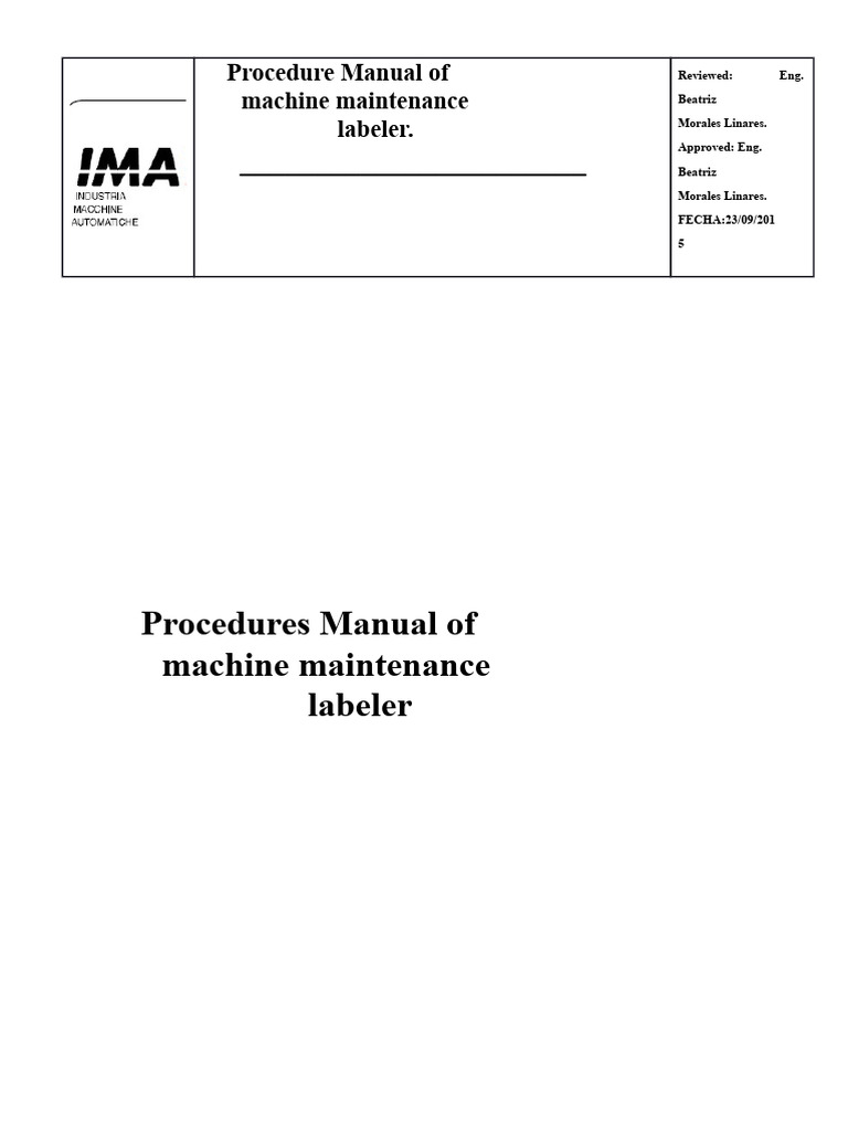 Labeler Machine Maintenance Manual | PDF | Calibration
