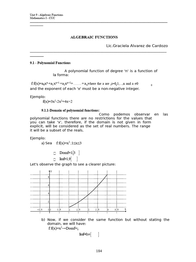 Algebraic Functions | PDF | Function (Mathematics) | Supply (Economics)