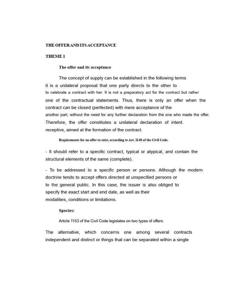 Understanding Offers and Contract Formation | PDF | Offer And ...