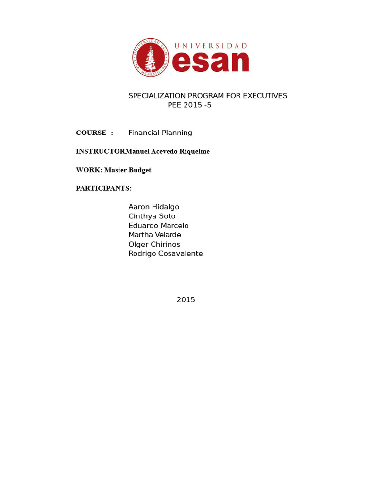 Master Budget | PDF | Balance Sheet | Equity (Finance)