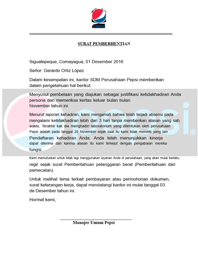 Surat Pemecatan | PDF