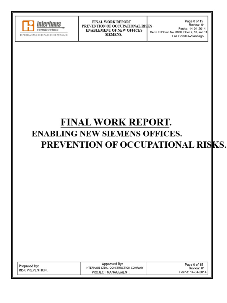 Siemens Office Risk Prevention Report | PDF | Occupational Safety And ...