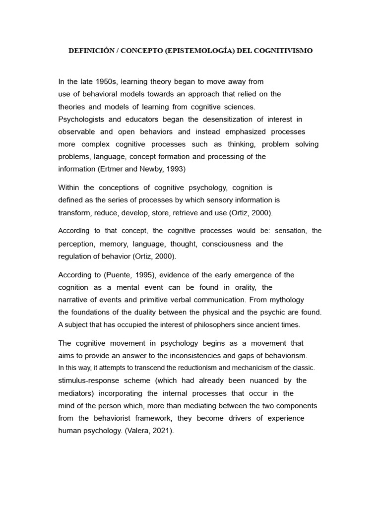 Definition and Concept (Epistemology) Cognitivism | PDF | Cognition ...