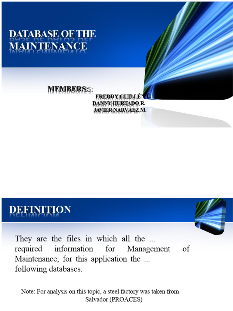 Maintenance Database Structure Overview | PDF | Databases | Information