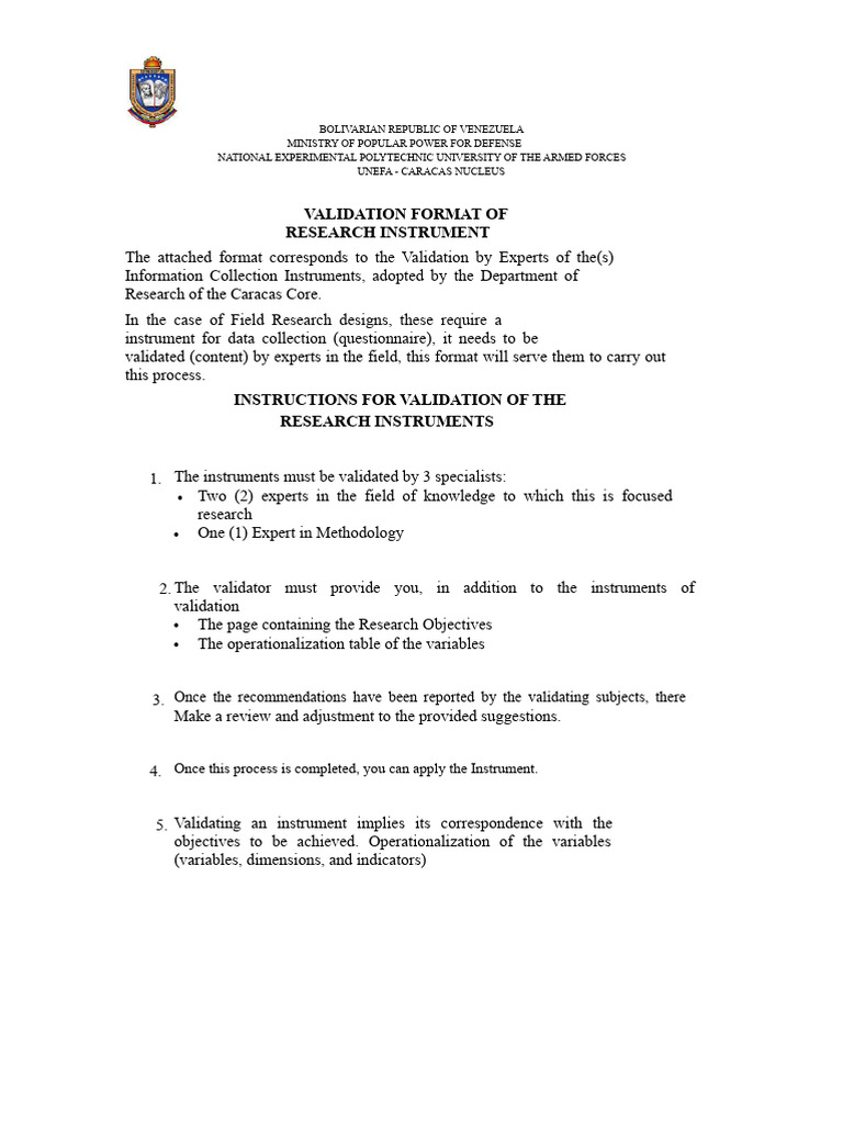 Research Instrument Validation Guide | PDF | Methodology