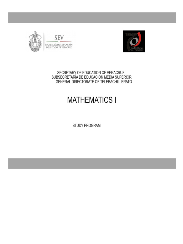 Mathematics I Study Program Overview | PDF | Equations | Arithmetic