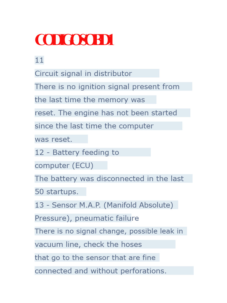 Obd 1 Codes | PDF | Relay | Fuel Injection