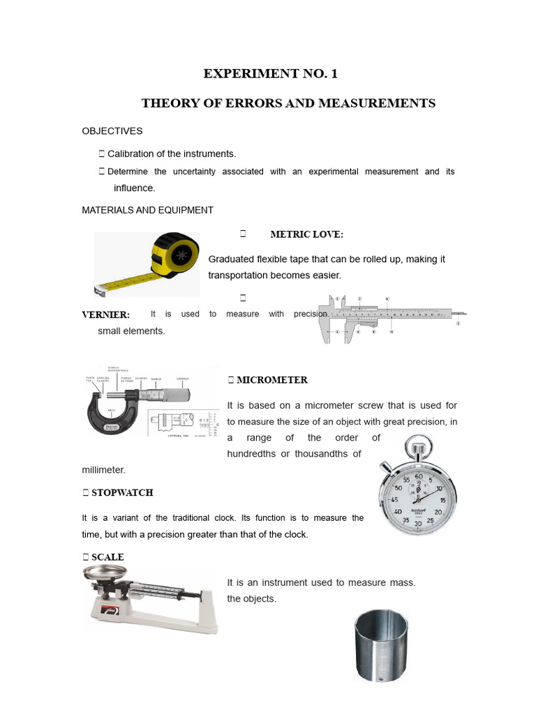 Experiment No. 1 | PDF | Observational Error | Measurement
