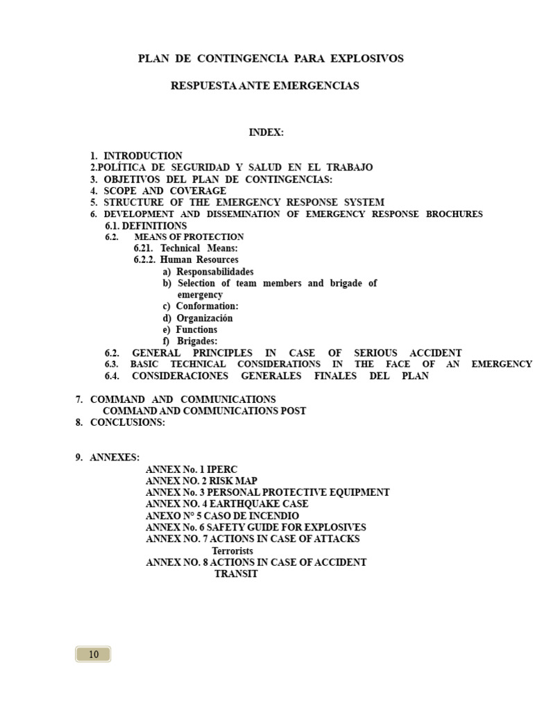 Explosives Contingency Plan | PDF | Occupational Safety And Health ...