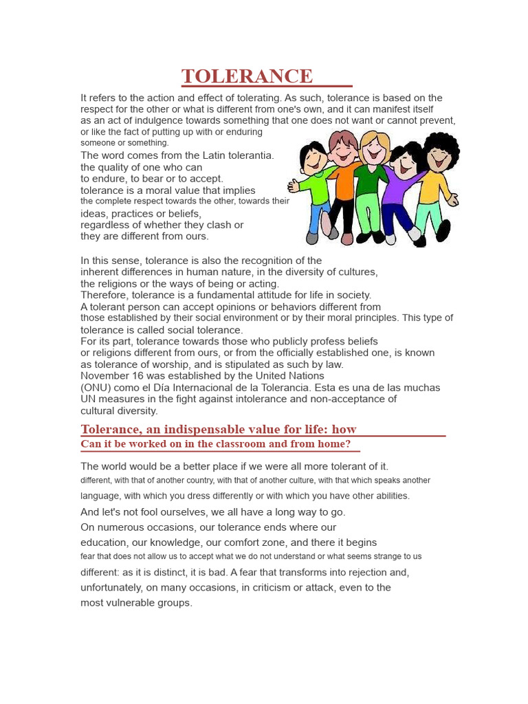 Understanding and Promoting Tolerance | PDF | Toleration | Social ...