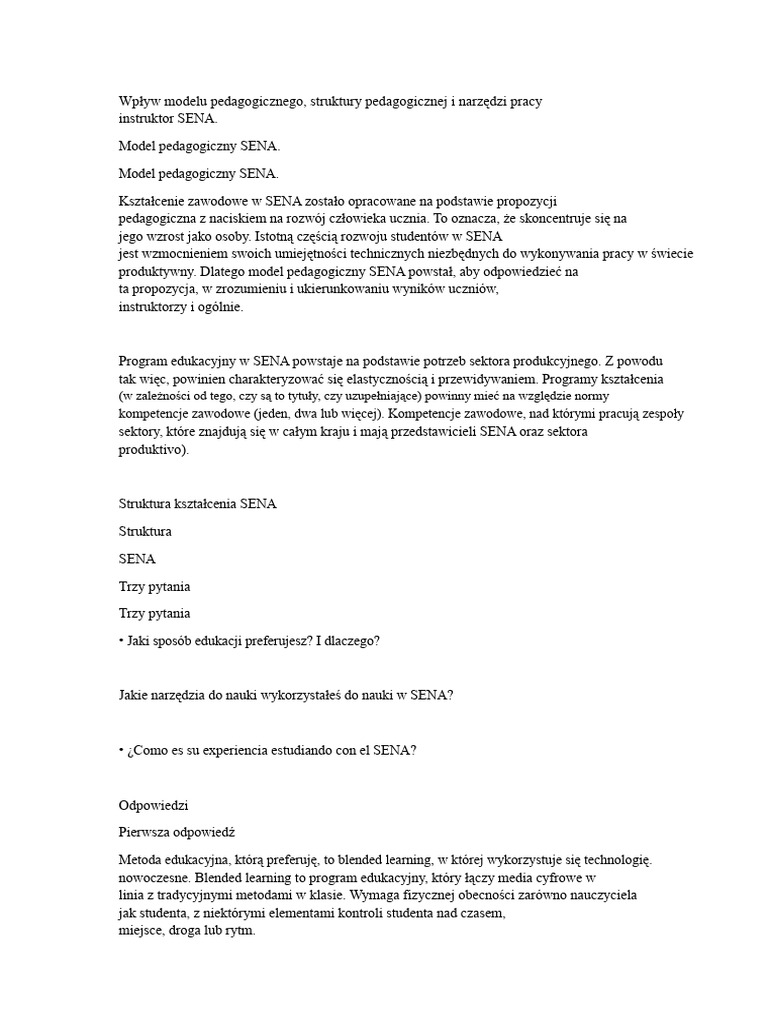 Wpływ Modelu Pedagogicznego | PDF