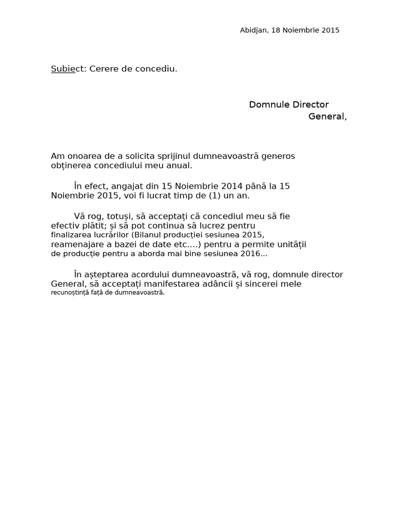 Cerere de Concediu | PDF