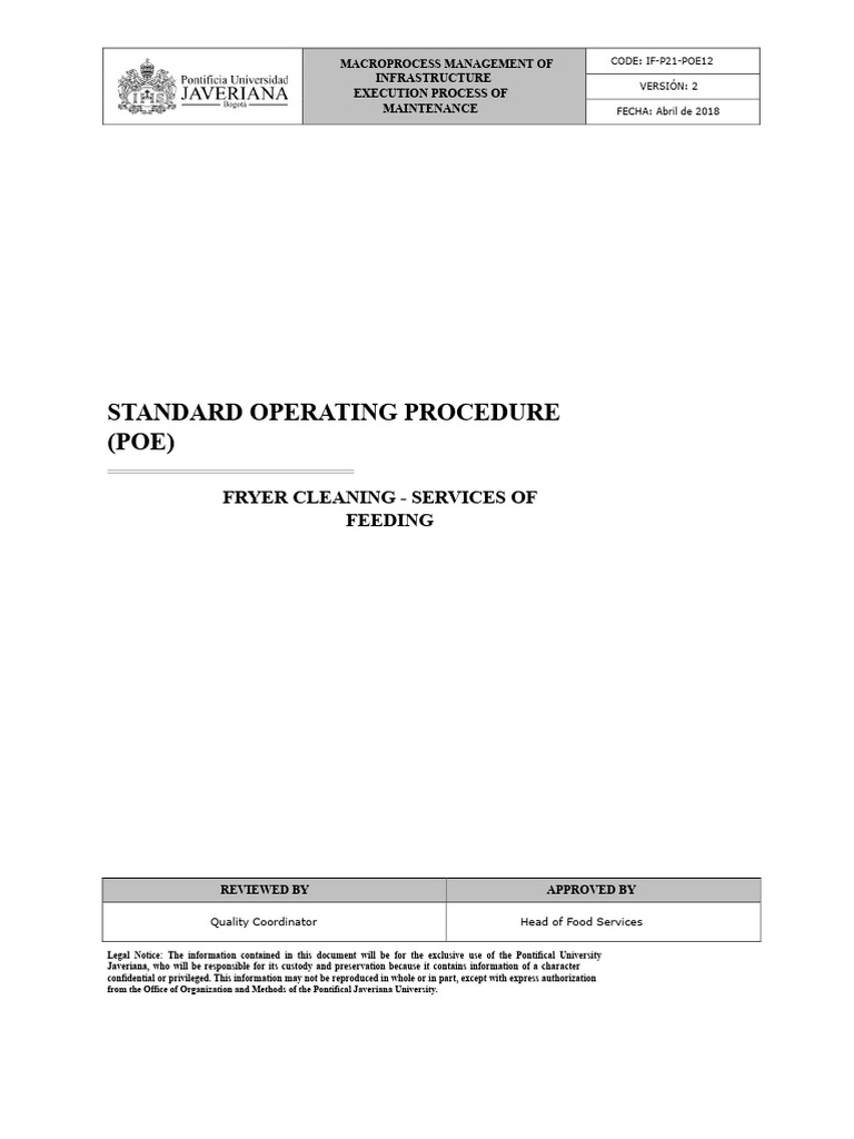 Fryer Cleaning SOP for Food Services | PDF