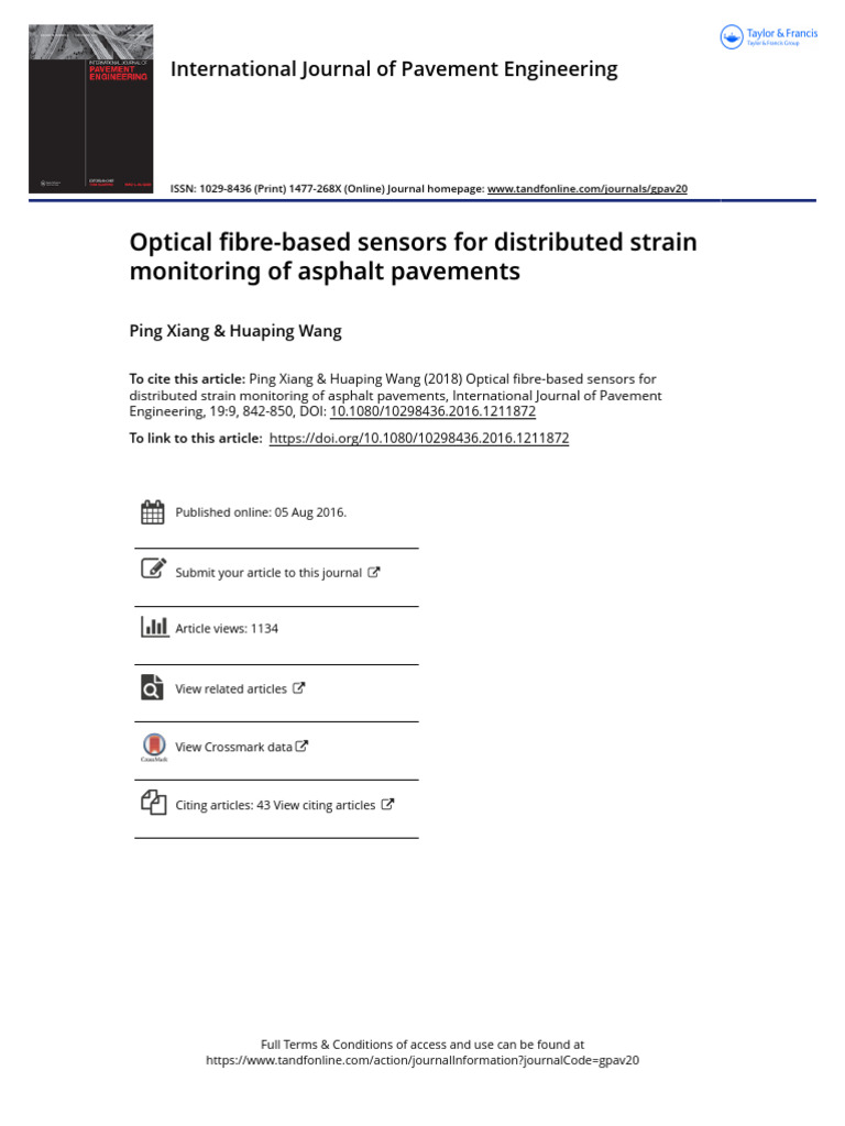 Optical Fibre Sensors for Asphalt Strain Monitoring | PDF | Stress ...