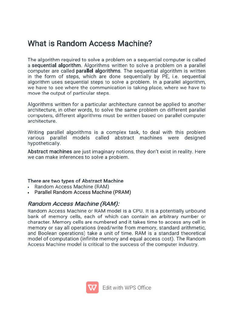 What Is Random Access Machine | PDF