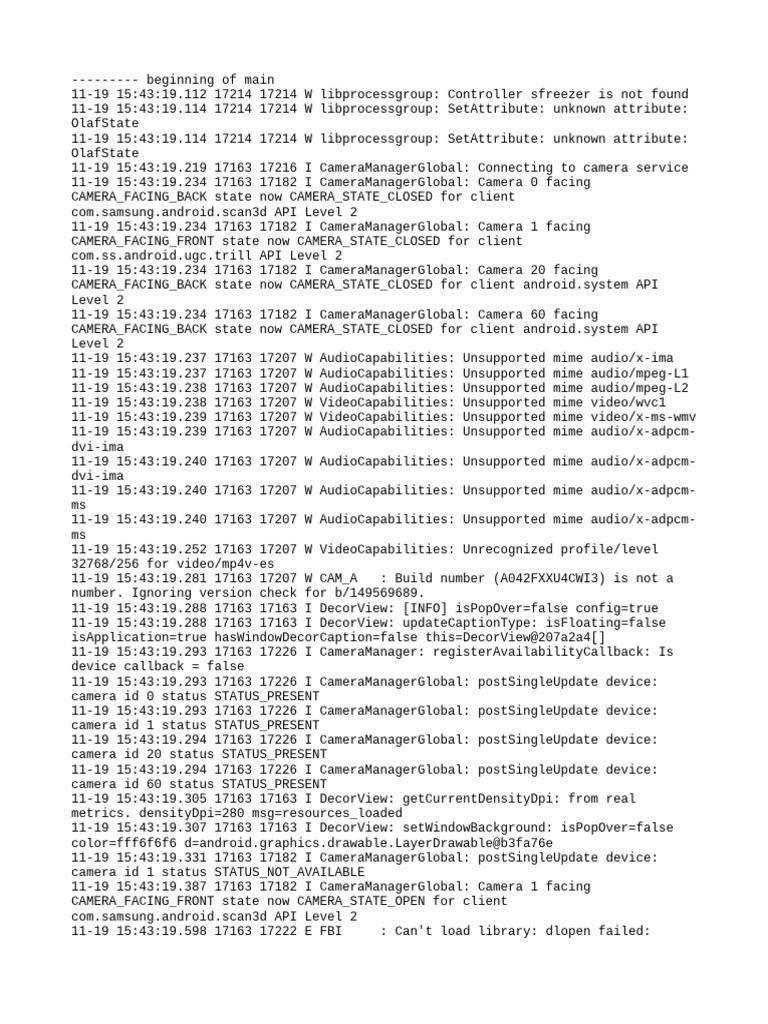 Camera and Audio Error Logs Analysis | PDF | Computing | Computer ...