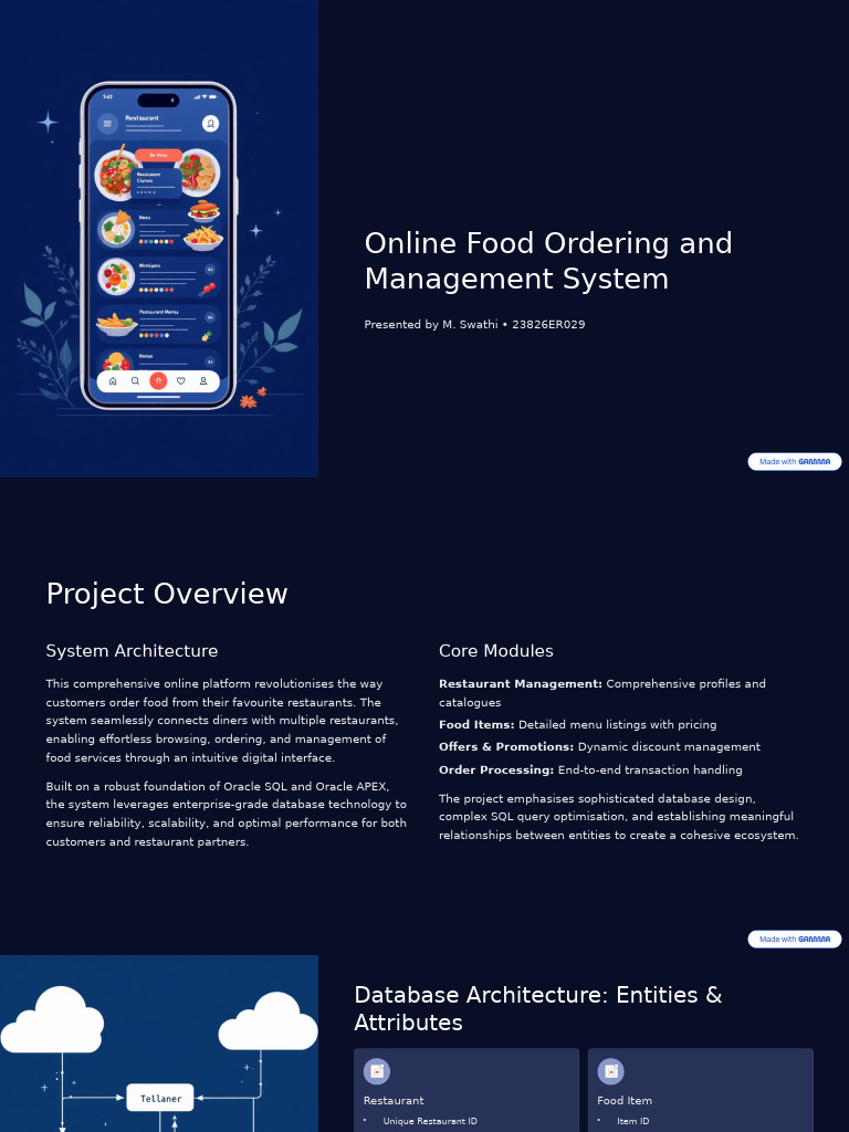 Online Food Ordering System Overview | PDF | Databases | Sql