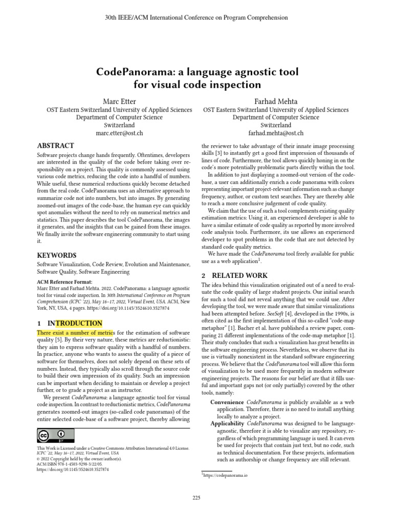CodePanorama: Visual Code Inspection Tool | PDF | Software Repository ...