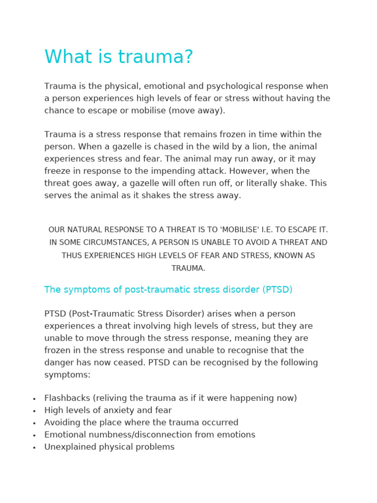 Trauma Notes | PDF | Psychological Trauma | Grief