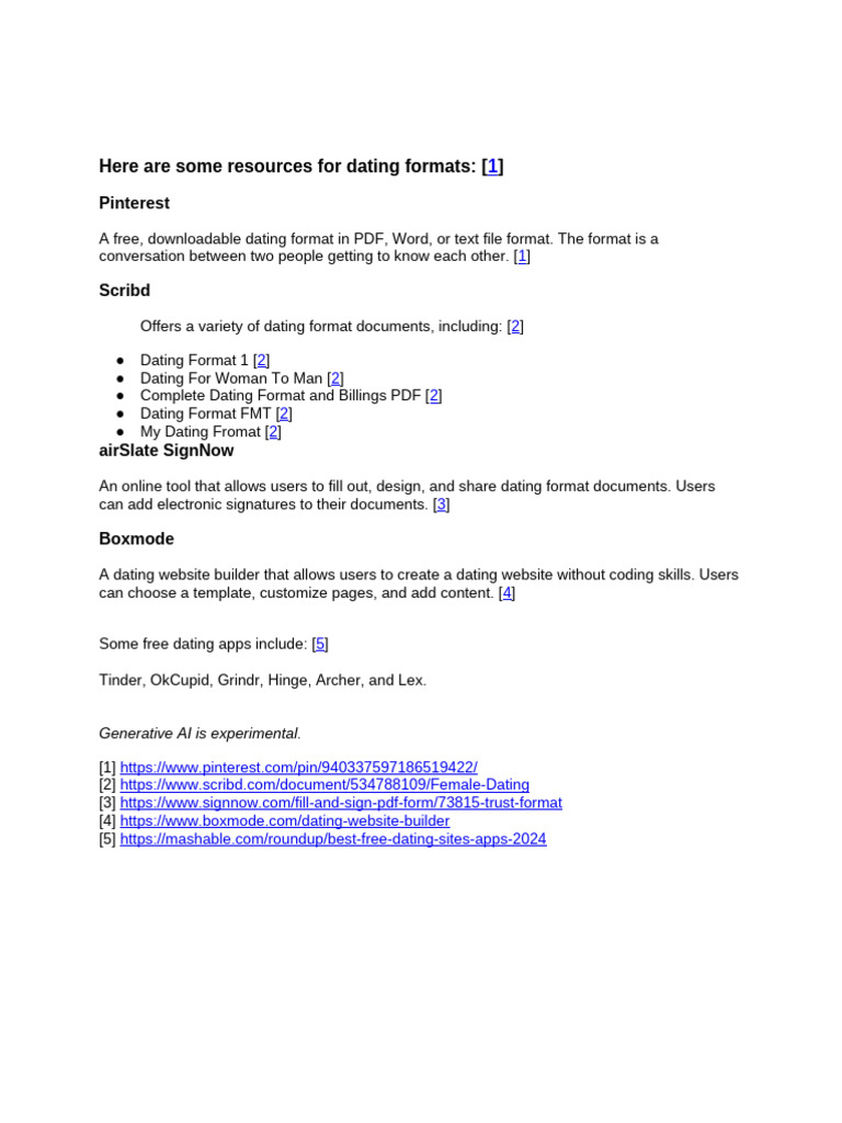 Essential Dating Format Resources | PDF
