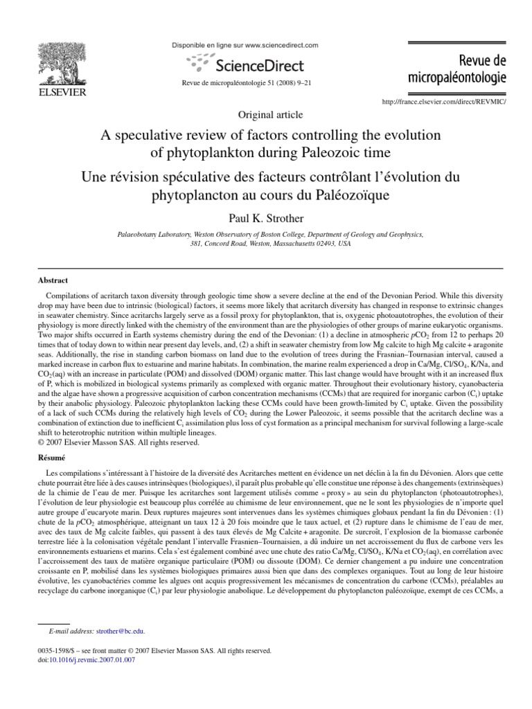 Paleozoic Phytoplankton Evolution Factors | PDF | Phytoplankton | Algae