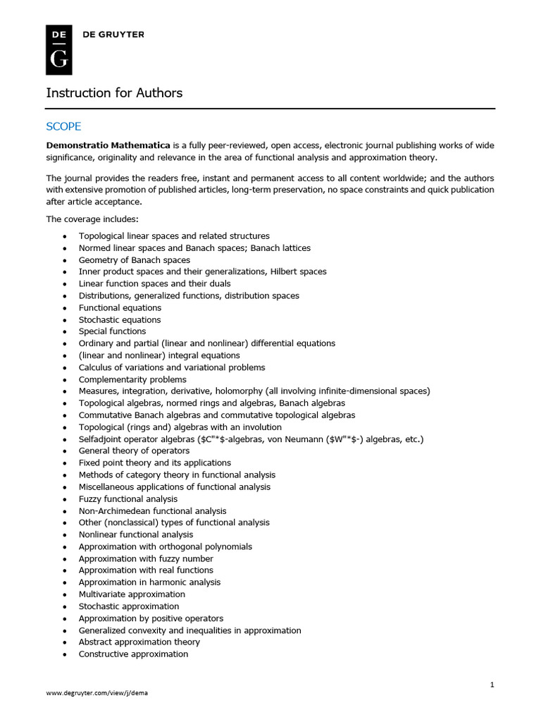 DEMA - Instruction For Authors | PDF | Functional Analysis ...