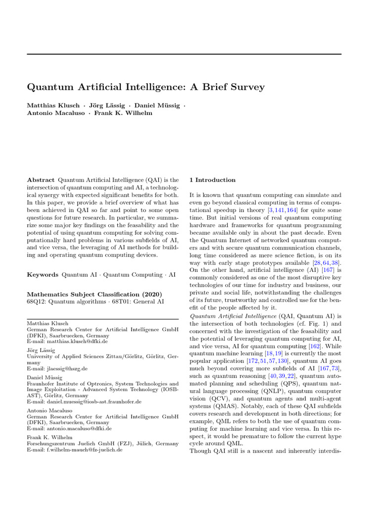 Overview of Quantum Artificial Intelligence | PDF | Quantum Computing ...