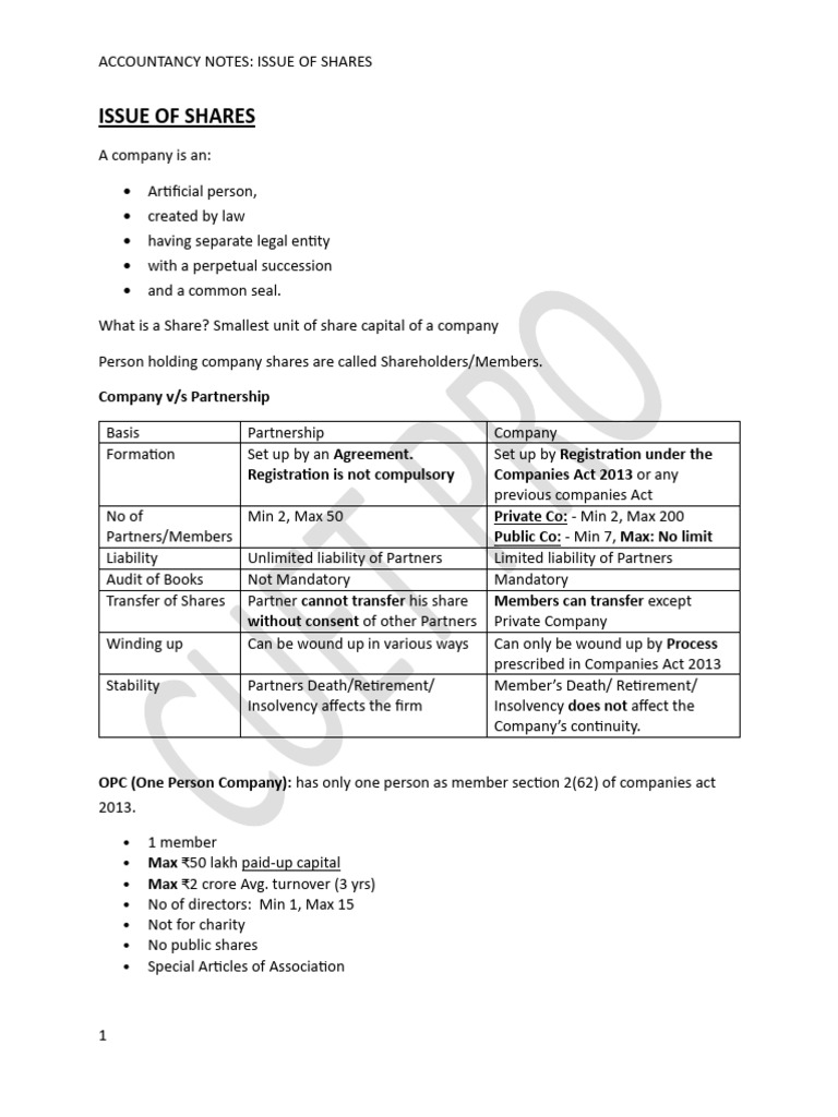 Accounts Issue of Shares Notes | PDF | Preferred Stock | Dividend