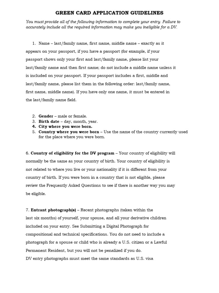 Green Card Application Requirements | PDF | Government And Personhood