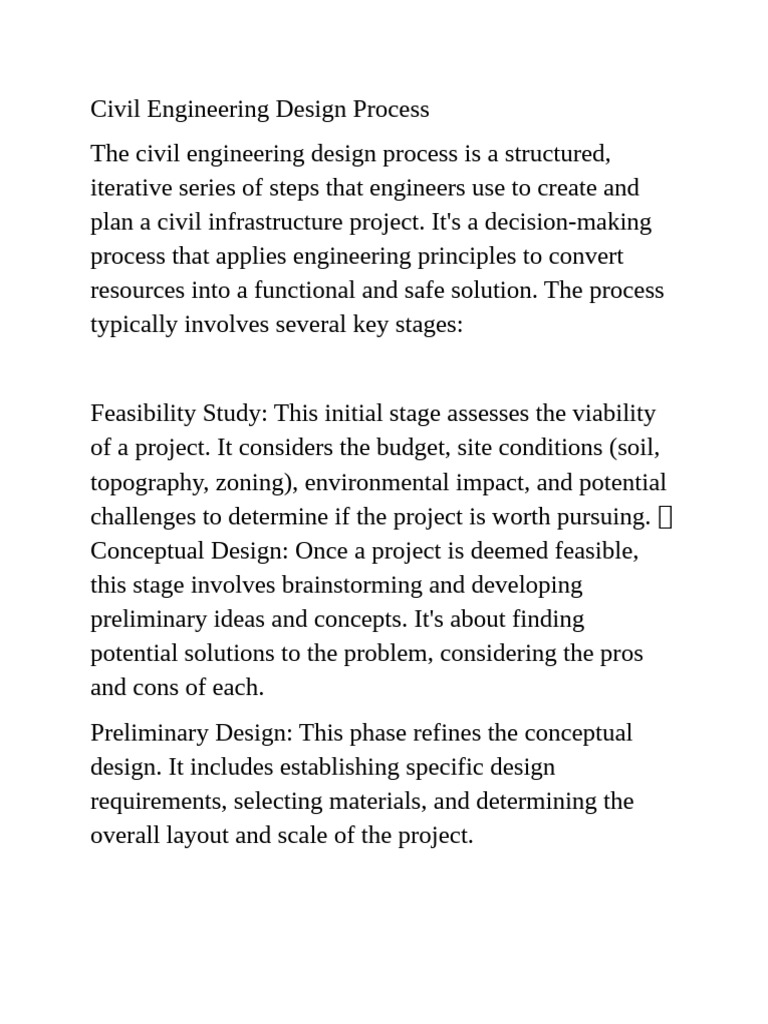 Civil Engineering Design Process Overview | PDF | Concrete ...