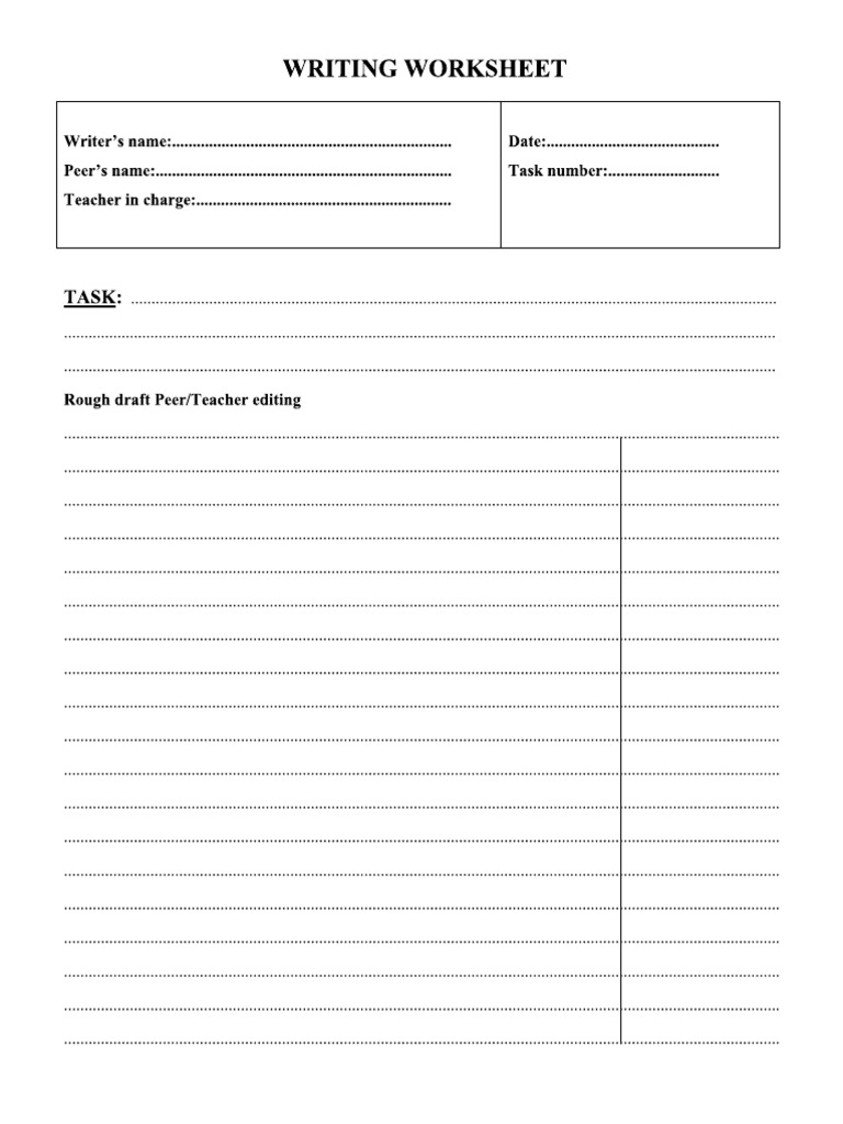 Writing Worksheet | PDF