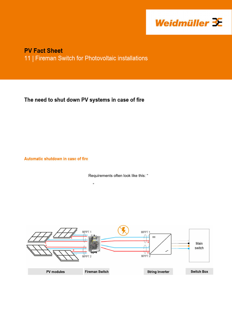 Fireman Switches for PV Systems Guide | PDF | Photovoltaic System ...