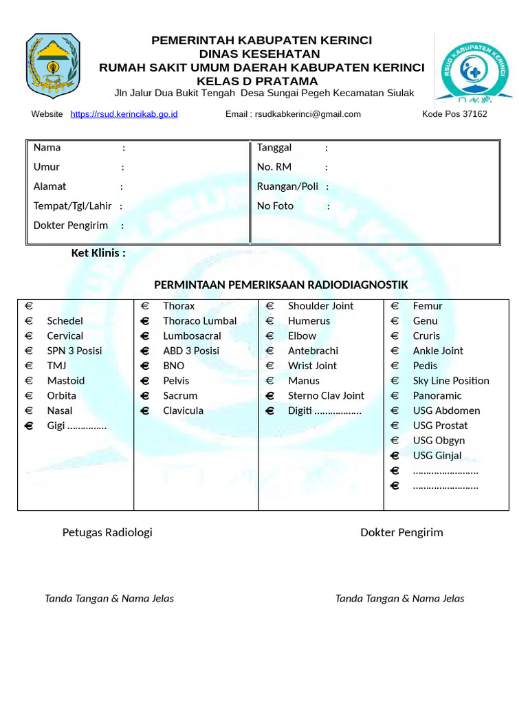 Permintaan Pemeriksaan Radiologi Siap Print.1 | PDF